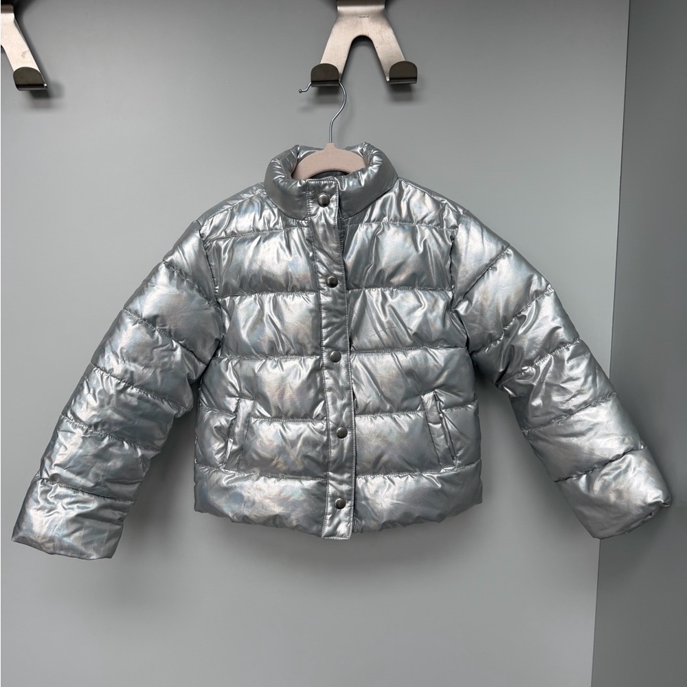 Juno Valentine by Janie and Jack Shiny Silver Puffer Jacket
